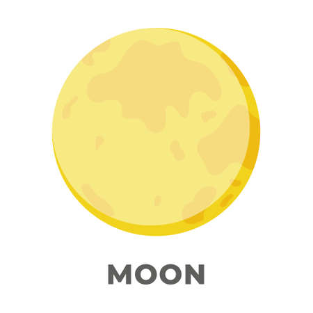 Vector illustration. Flat style moon. Night space astronomy and nature moon icon. Cartoon planet moon icons. Scientific astronomical satellite of the Earth in space.のイラスト素材