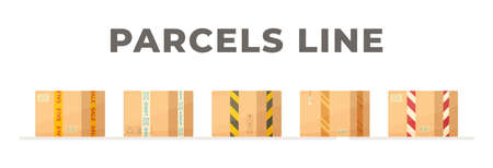 Parcel Line. Vector illustration of parcel delivery around the world. Online shopping on the Internet.のイラスト素材