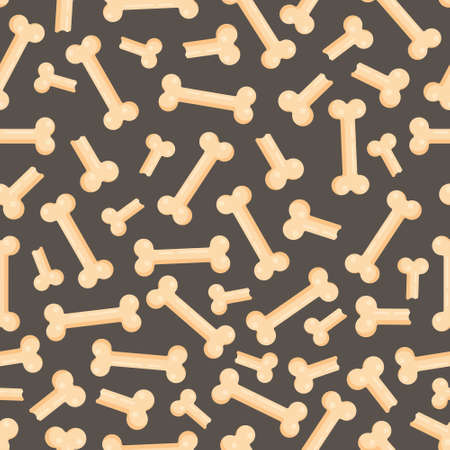 Vector illustration of a seamless bone pattern. A pattern of dog food and nutrition. Wallpaper drawing with hand bones and paws.のイラスト素材