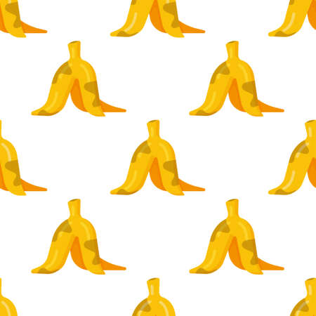 Vector illustration of banana skins. Waste collection pattern for the compost pit. Food scraps for recycling into fertilizer. Garbage, food, stumps, pelts.のイラスト素材