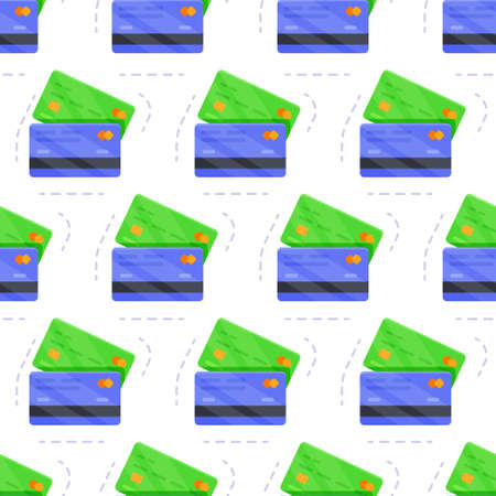 Vector illustration of bank card pattern. Seamless illustration of a green and blue bank card on a white background. Background for banks.のイラスト素材