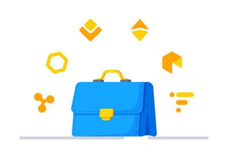 Vector illustration of crypto invest. A symbol of success, wealth and power. Increase in income. Finance and banks, savings and investments.のイラスト素材