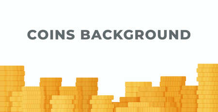 Vector illustration of coins. Collecting on a dream. Purchases and goods from the Internet. Money, shopping, merchandise, dream, piggy bank.のイラスト素材