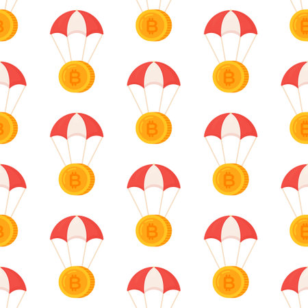 Vector pattern of fly bitcoin. The concept of e-currency. Cryptocurrency image. Gold bitcoin vector. Virtual money.のイラスト素材