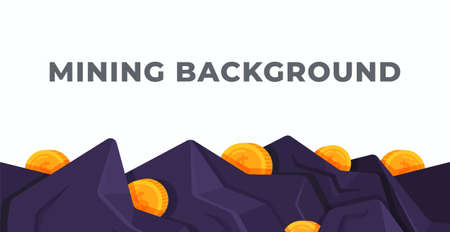 Vector illustration of mining background. Work in the mine. Mining gems and crystals. Rocks background.のイラスト素材