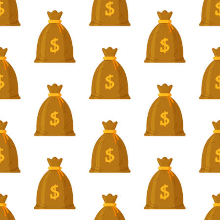 Vector illustration moneybag pattern. Moneybag icon seamless background pattern. Money bag symbol template.のイラスト素材