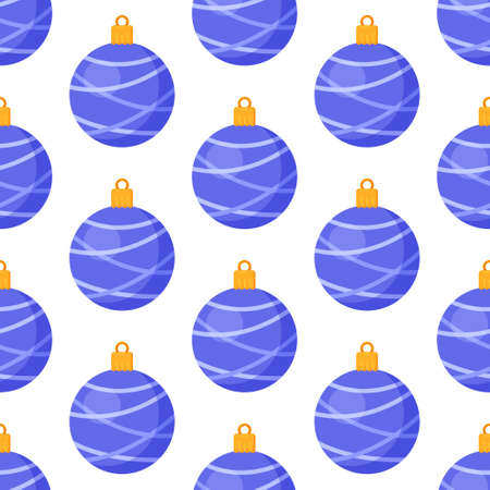 Vector illustration of christmas toys pattern. Seamless pattern of blue Christmas toys. Seamless blue balloon pattern.の写真素材
