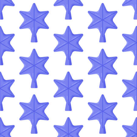 Vector illustration of a christmas star pattern. Print of the blue tops for the Christmas tree. New Year's wrapping paper. Seamless pattern for Christmas.の写真素材