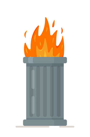 Vector illustration of fire trash. Burning trash. Podpal. Rule Violation. Harm to nature and people. Bad ecology.のイラスト素材