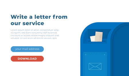 Vector illustration of email website design. Envelope with laptop virus protection software. Email protection website banner. Write a letter from our service.のイラスト素材