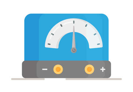 Vector illustration of an isolated ammeter. Ammeter Flat Style with Long Shadow Vector Isolated Element. Power measurement icon. ammeter for measuring amperage in amperes. Ammeters are used in engineering with different divisions, depending on the purpose.のイラスト素材