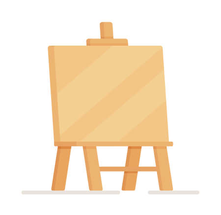 Vector illustration of an easel isolated on a white background. Wooden board for paintings. Blank square canvas. Brush painting. Vector paint. Wooden easel with empty space, ready for your advertising and presentations.のイラスト素材
