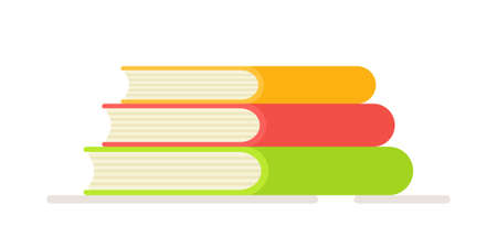 Vector illustration of collecting books for school. Reading Literature. Doing homework. Preparing for exams or test work.のイラスト素材