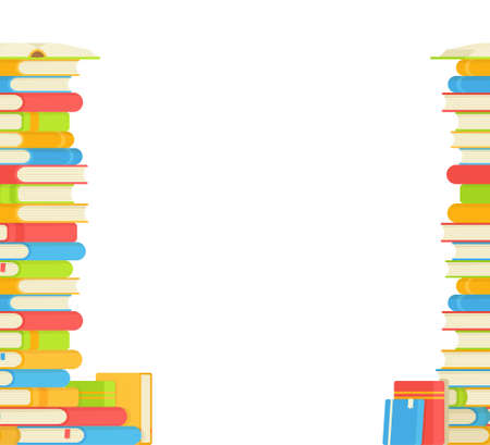 The background pattern of the books. Vector illustration of reading books in the library. Learning a new language.のイラスト素材