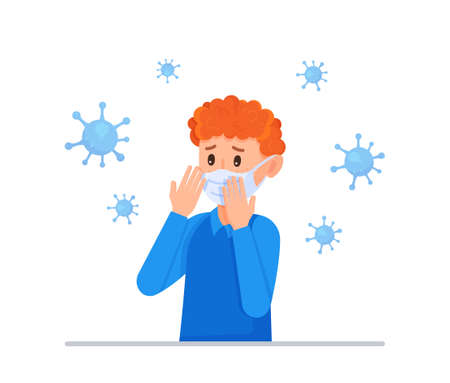 Vector illustration of a patient. Disease during a pandemic.のイラスト素材