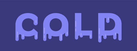 Vector illustration of cold isolated on a blue background. Frozen letters and icicles. Freezing.のイラスト素材