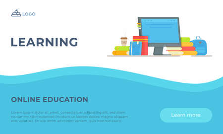 Online courses. Vector illustration of going back to school. Back to school slide.のイラスト素材