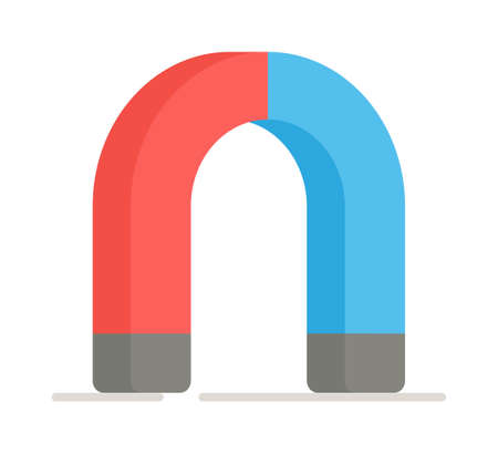 Vector illustration of an isolated magnet on a white background. A body with its own magnetic field. The simplest and smallest magnet can be considered an electron.のイラスト素材