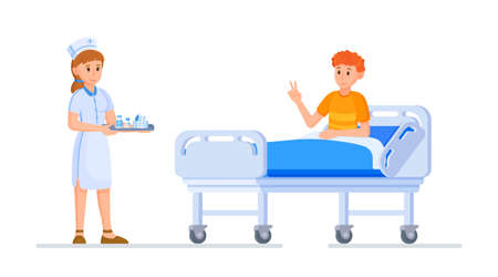 Vector illustration of nurse and patient. Concept of a nurse helping a patient. Helping peopleのイラスト素材