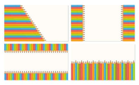 A set of pencils. Vector illustration of pencils and felt-tip pens for drawing. Online learning with drawings.のイラスト素材