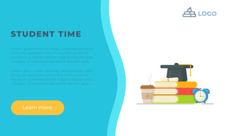 Student Time. Vector illustration back to school. Going to university. Passing exams.のイラスト素材