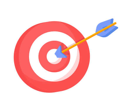 Flat style vector illustration isolated on white background. Growth of cash. Blue arrow. Dart target with arrow, cash dollars and gold coins. Gears.のイラスト素材