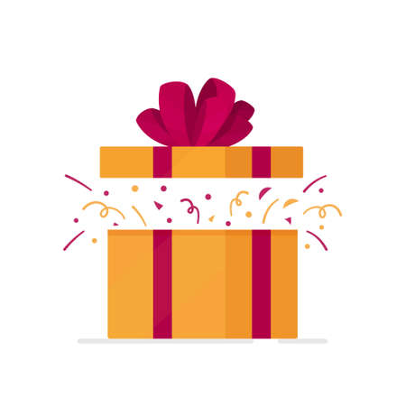 Vector illustration of box confetti. Serpentine gift box isolated on white background. Postcard for the new year.のイラスト素材