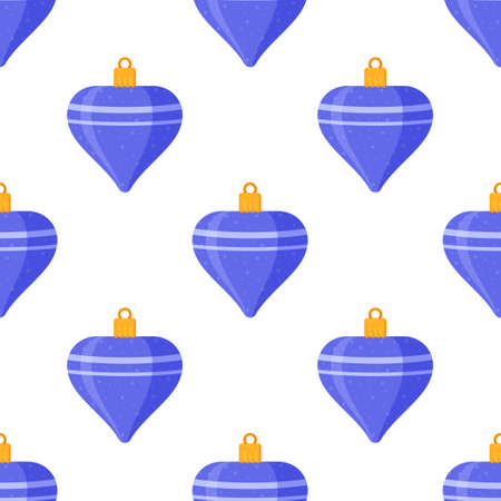 Vector illustration of christmas toys pattern. Seamless pattern of blue Christmas toys. Seamless blue balloon pattern.のイラスト素材