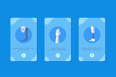 Vector illustration of bionic store. Buying prosthetic arms and legs. Money for surgery. Expensive. Bionic body parts.のイラスト素材