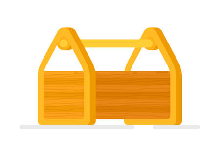 Vector illustration of an insulated wooden box on a white background for tools. Construction tools. Tools for repairs. Working tools. Workshop badge design.のイラスト素材