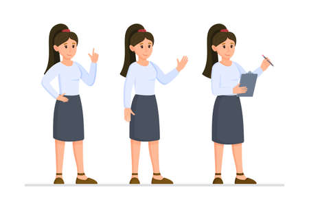 Vector illustration of woman set. Set of beautiful, attractive businesswomen isolated on white. Business, career success concept.のイラスト素材