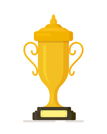 Vector illustration of an isolated cup on a white background. Design of the winner's trophy badge. Golden cup of the winner in the tournament.のイラスト素材