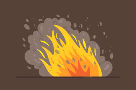 Vector illustration of fire concept. Icon for the web. Isolated on white background blazing fire. Natural disaster. Burning forest.のイラスト素材