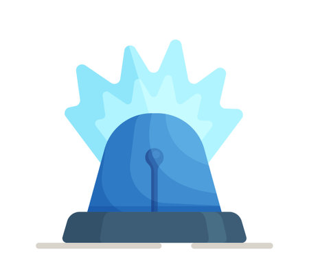 A flashing blue chamois on a white background. Vector illustration of an air alert. no war. Alert.のイラスト素材