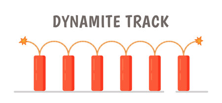 Vector illustration of dynamite track isolated on white background. chain reaction. There is a countdown to the explosion. countdown.のイラスト素材