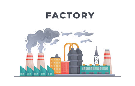 Vector illustration of nature pollution and ecology. modern problem. chemical waste. The concept of the factory.のイラスト素材