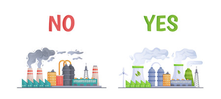 Industrial enterprise with a pipe. The concept of urban infographics. Vector illustration of factory typesのイラスト素材