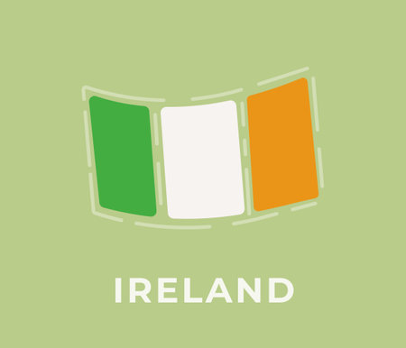The flag of Ireland on a green background. Vector illustration of yellow-white-green flag. Ireland, Europe.のイラスト素材