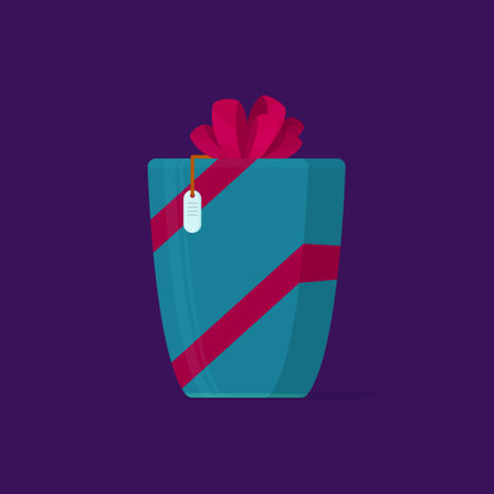 Vector illustration of a gift on a purple background.のイラスト素材