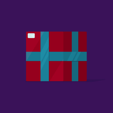 Vector illustration of a gift on a purple background.のイラスト素材