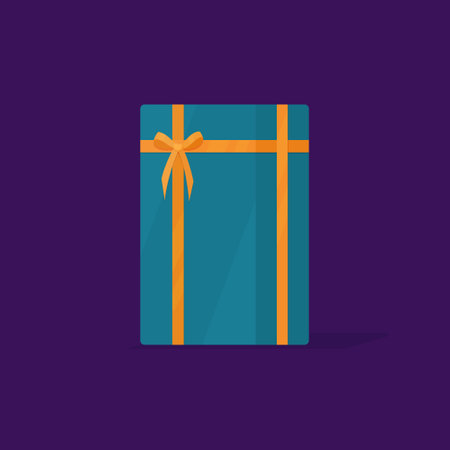 Vector illustration of the gift. Picture on purple background. gift box. square shape.のイラスト素材