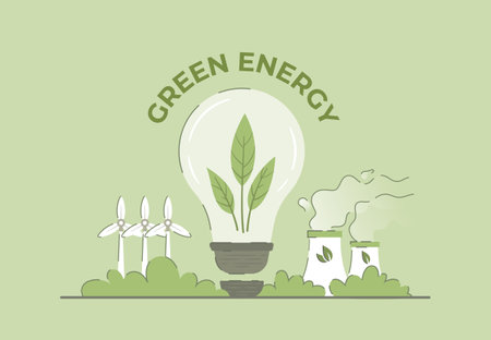 The concept of green energy. Vector illustration of energy. Environment. Eco-cities.のイラスト素材