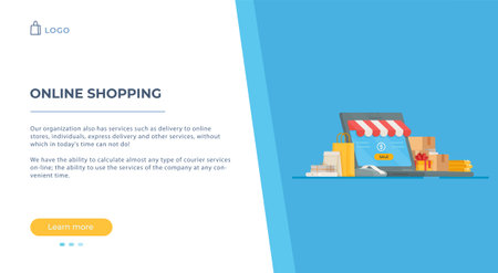 online shopping. Vector illustration of ordering goods from the Internet. Mail delivery all over the country.のイラスト素材