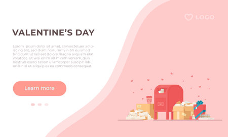 Valentine's Day Invitation. Vector illustration of Valentine's Day preparations. Valentine's Day greeting. letter.のイラスト素材