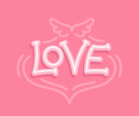 A hand-drawn word of love. Modern script calligraphy love text. Vector illustration of the pink word Love.のイラスト素材