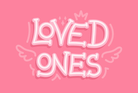 To be loved. To love. Loved. Vector illustration Hand-drawn inscription isolated on pink background. Design element for a poster, greeting card, banner.のイラスト素材