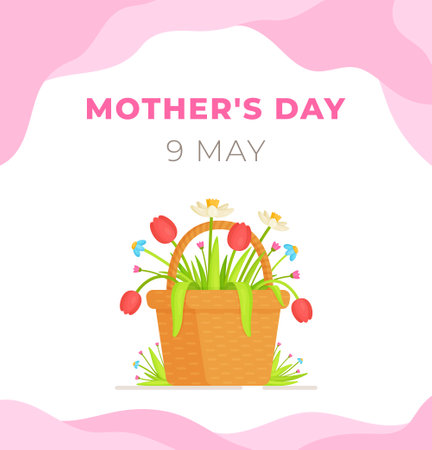 Vector illustration of Mother's Day. A celebration for all mothers and grandmothers. Women's holiday. Drawing of greeting cards from children.のイラスト素材