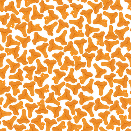 vector mushroom illustration. Seamless pattern of chanterelles. The endless pattern of mushrooms.のイラスト素材