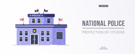 Vector illustration of the police department. Officers Memorial Day. Poster, postcard, banner. Celebrated annually in the United States. In honor of the heroic policeman.のイラスト素材