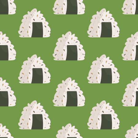 An endless pattern of origin isolated on a white background. Vector illustration of an Asian rice dish. Sushi, rolls, origins.のイラスト素材